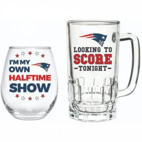 Beer & Stemless Wine Gift Set - New England Patriots